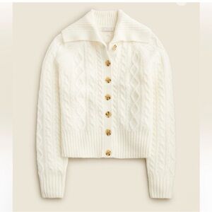 J. Crew collared cable-knit cardigan in Cream. Medium. Great condition!